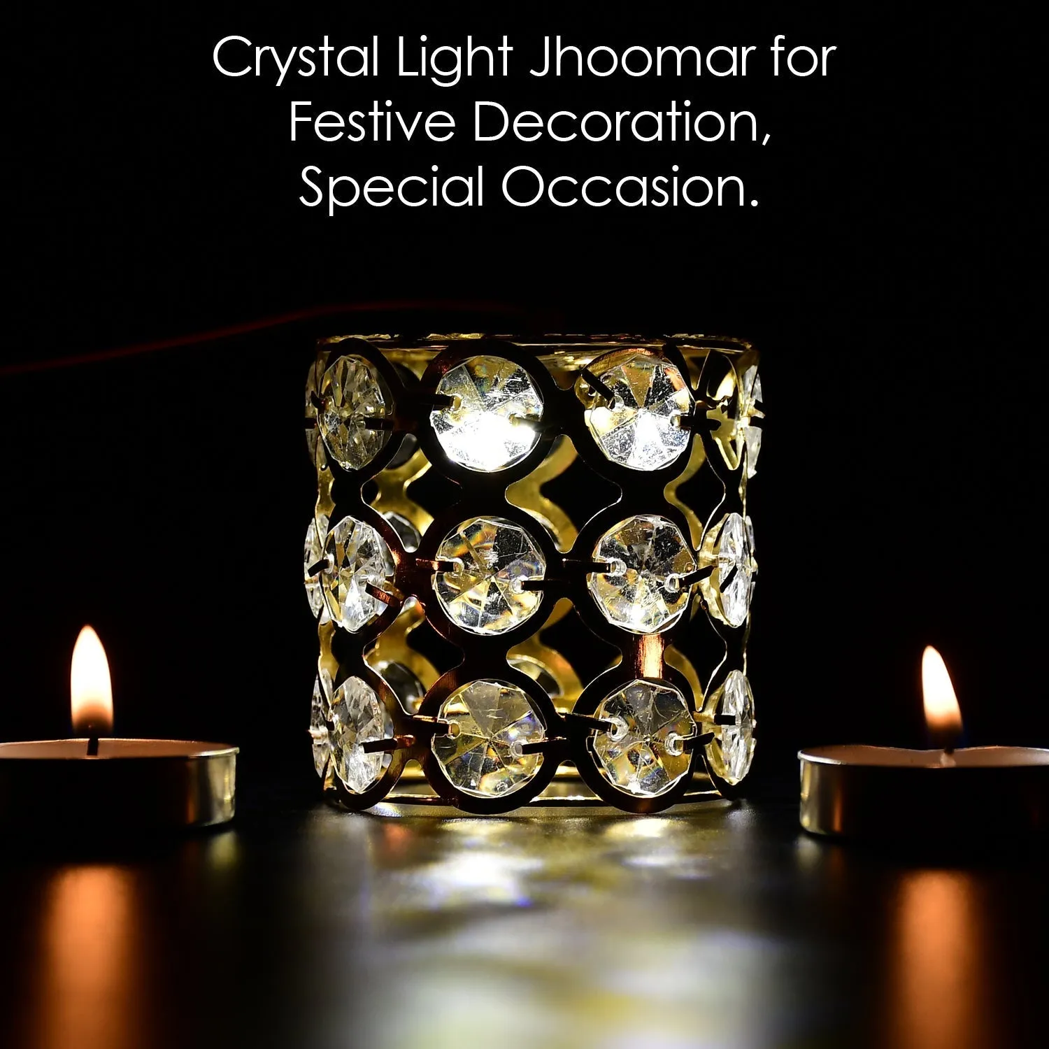 7256 3 Line Dimond Festival Decorative Antique Jhoomer  /  chandeliers for Diwali , Christmas Decoration & Table Top Hanging Holder - Golden