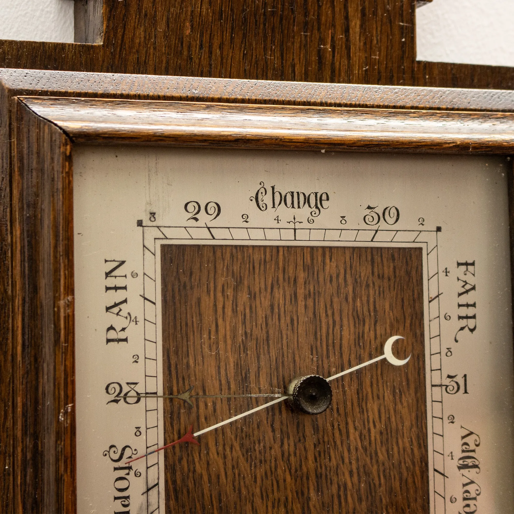 Antique Vintage Wall Mounted Solid Oak Barometer