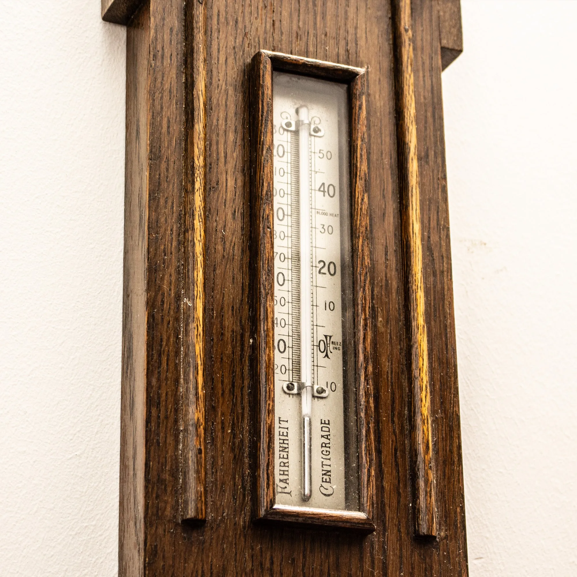 Antique Vintage Wall Mounted Solid Oak Barometer