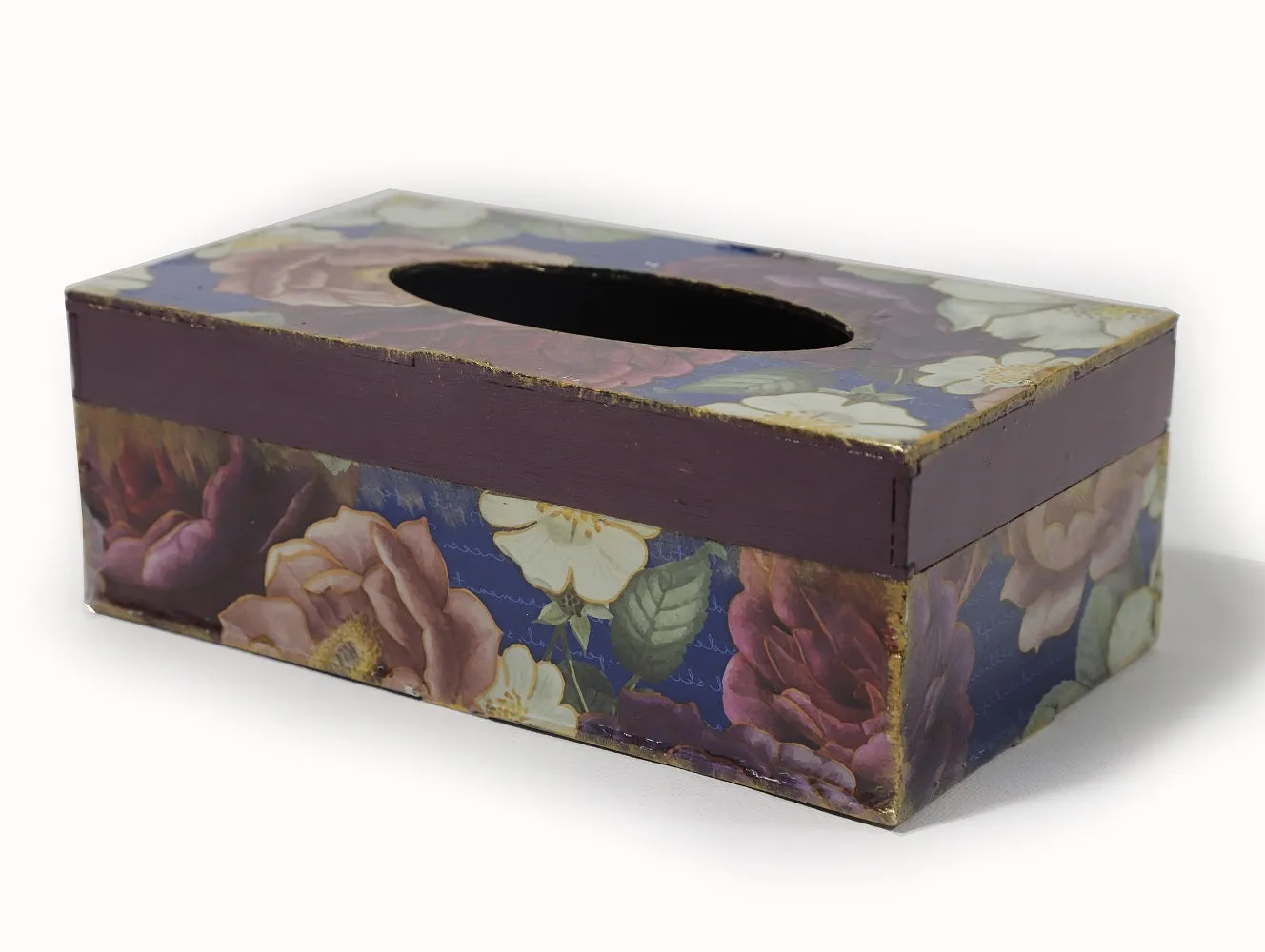 Bloom Garden Wooden Tissue Box - Floral, 9" x 4.5" x 3"