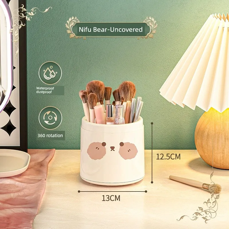 Cosmetic Storage Box Dustproof Rotate Grid Lipstick Eye Shadow Cosmetic Storage Tube Brush Dressing Table Storage Rack
