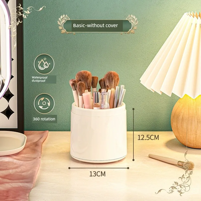 Cosmetic Storage Box Dustproof Rotate Grid Lipstick Eye Shadow Cosmetic Storage Tube Brush Dressing Table Storage Rack