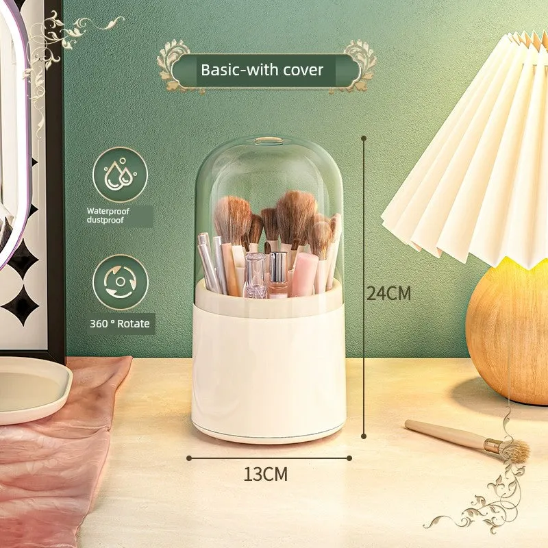Cosmetic Storage Box Dustproof Rotate Grid Lipstick Eye Shadow Cosmetic Storage Tube Brush Dressing Table Storage Rack