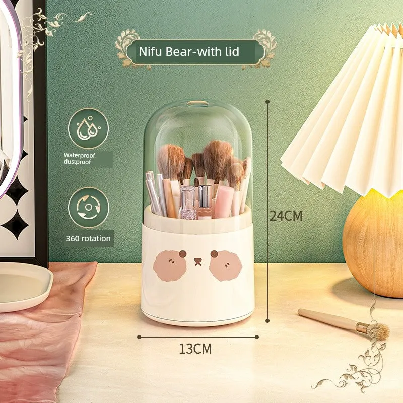 Cosmetic Storage Box Dustproof Rotate Grid Lipstick Eye Shadow Cosmetic Storage Tube Brush Dressing Table Storage Rack