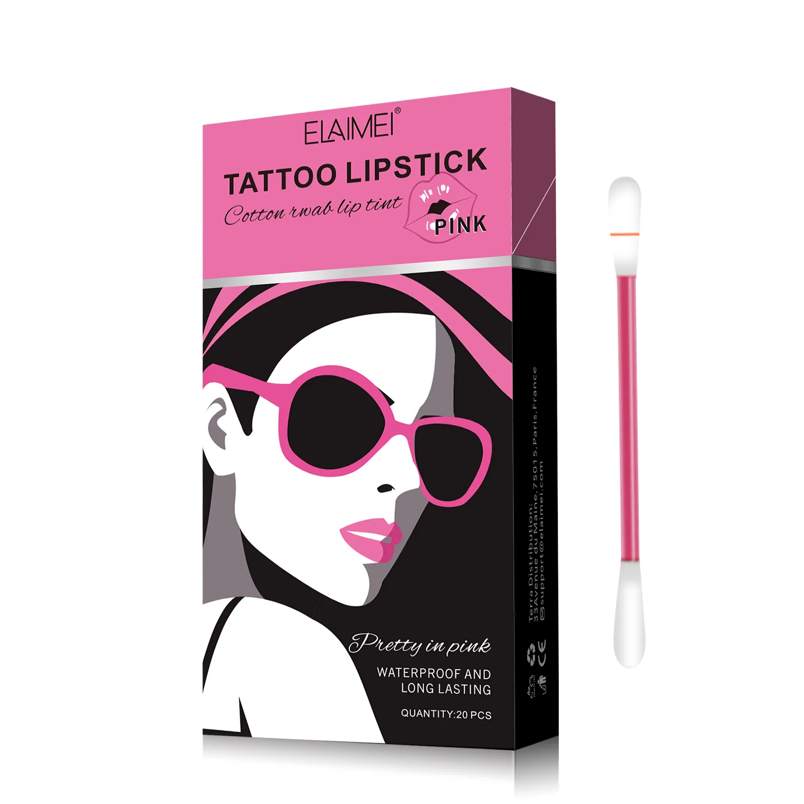 Elaimei 20 Pcs/Set of Tattoo Lipstick Kit |Cotton Swab Lip Tint