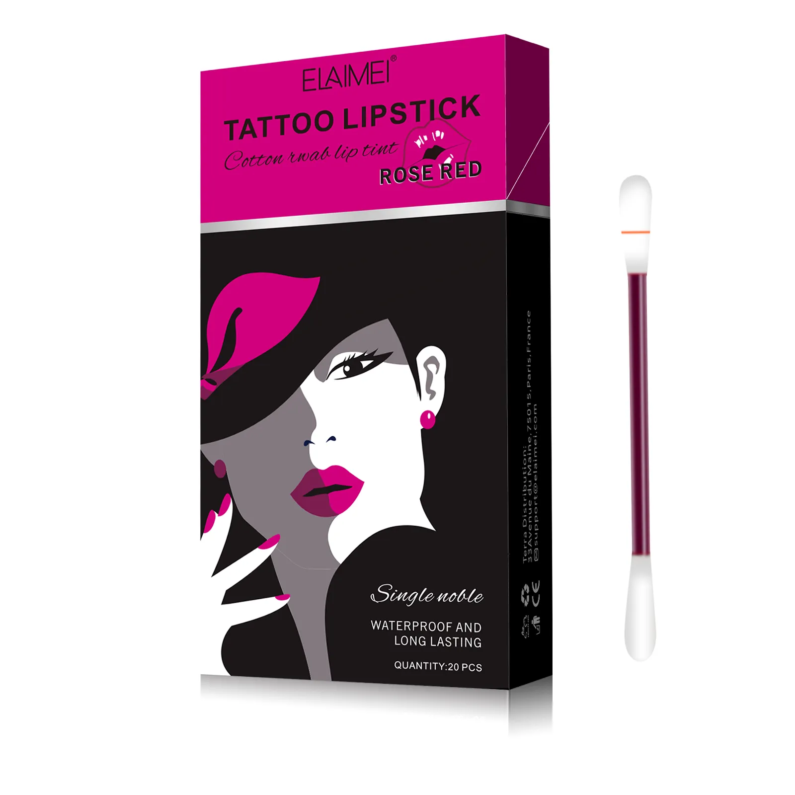 Elaimei 20 Pcs/Set of Tattoo Lipstick Kit |Cotton Swab Lip Tint