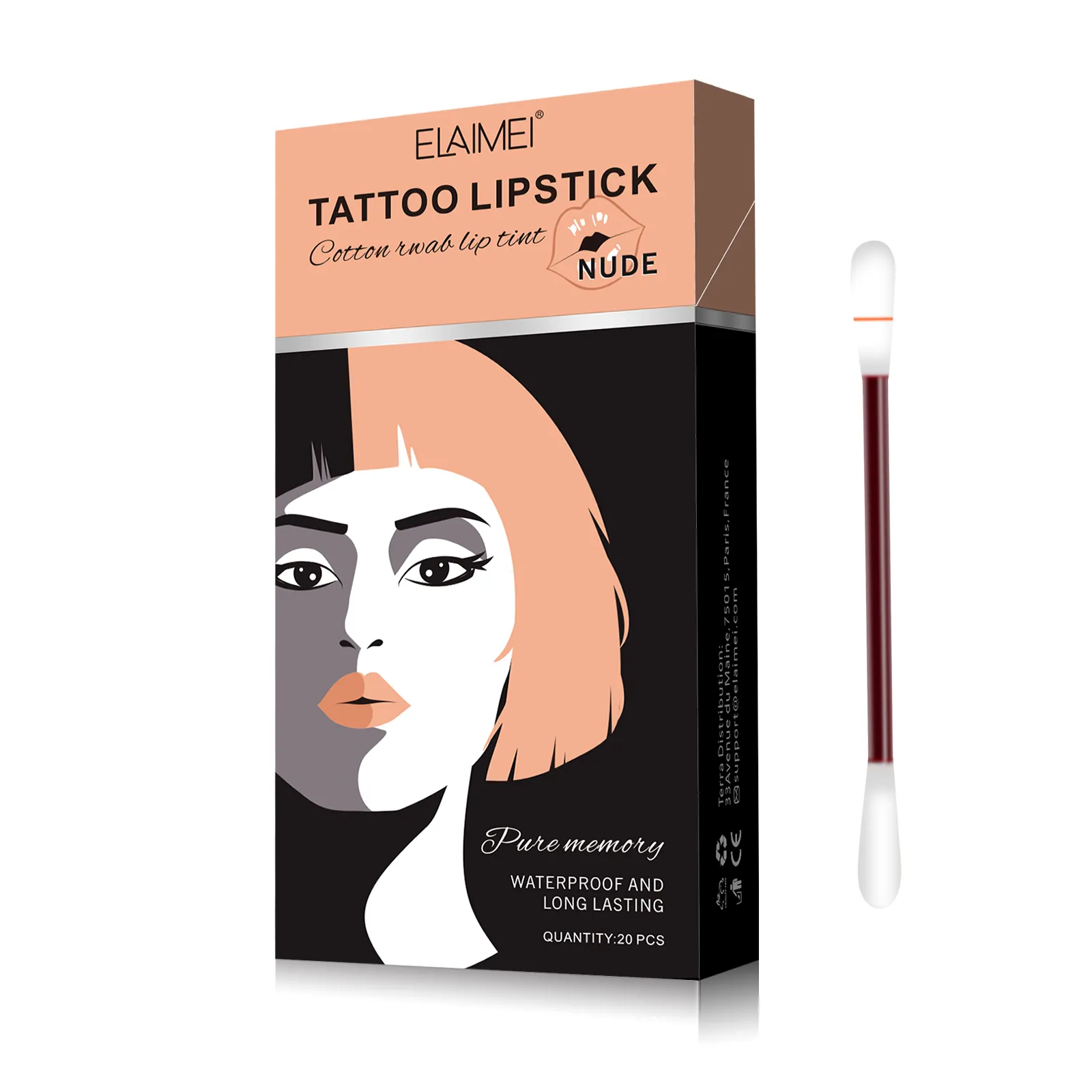 Elaimei 20 Pcs/Set of Tattoo Lipstick Kit |Cotton Swab Lip Tint
