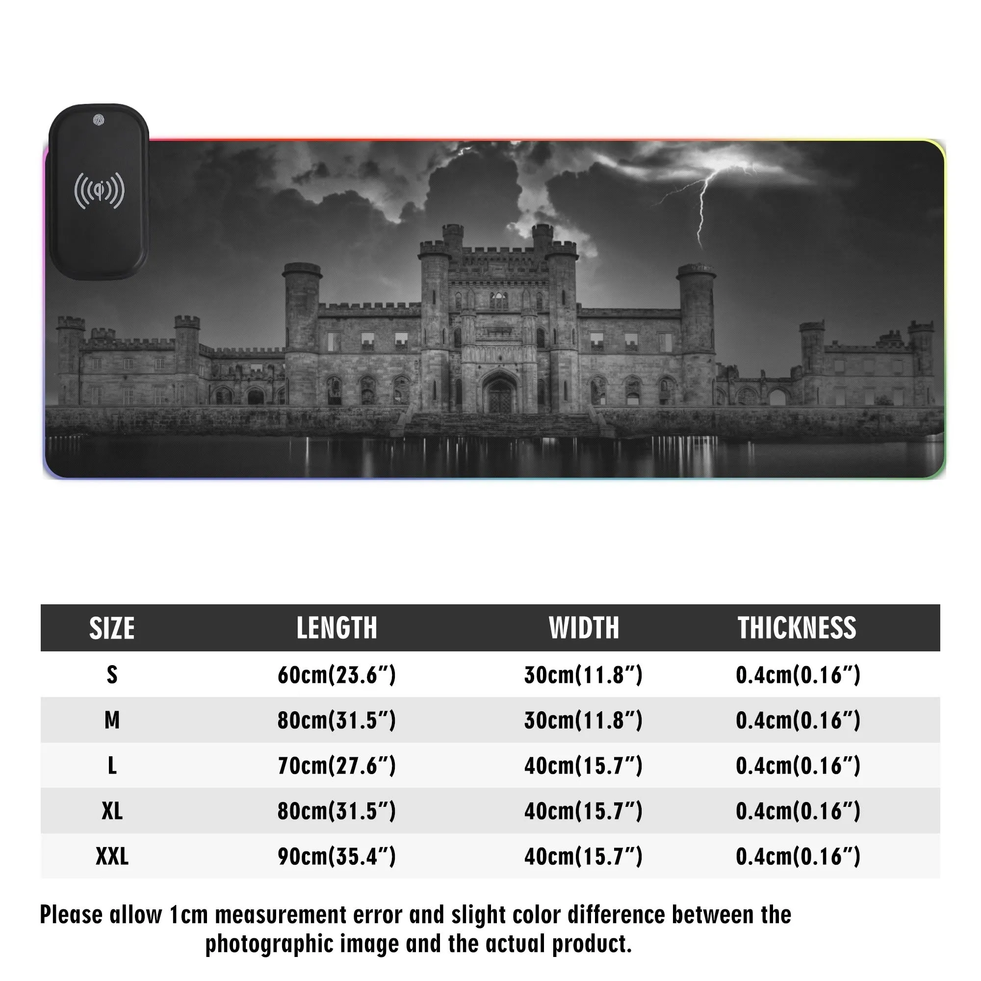 Electrified Castle Wireless Charging Rubber RGB Gaming Desk Mouse Pad
