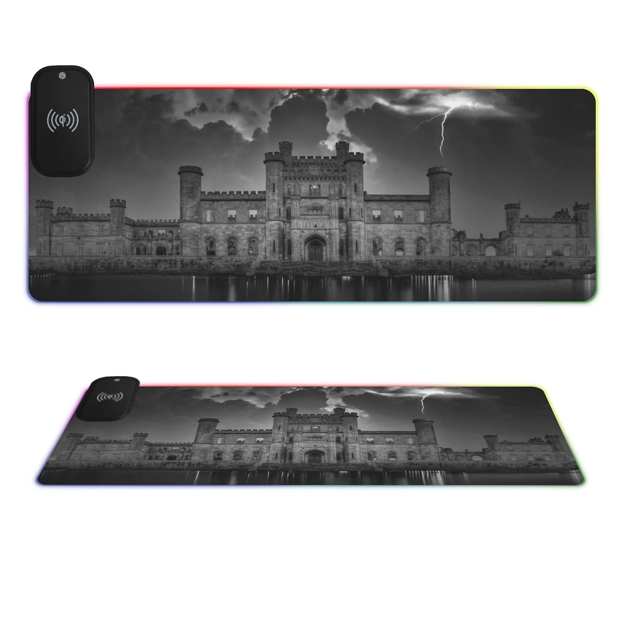 Electrified Castle Wireless Charging Rubber RGB Gaming Desk Mouse Pad