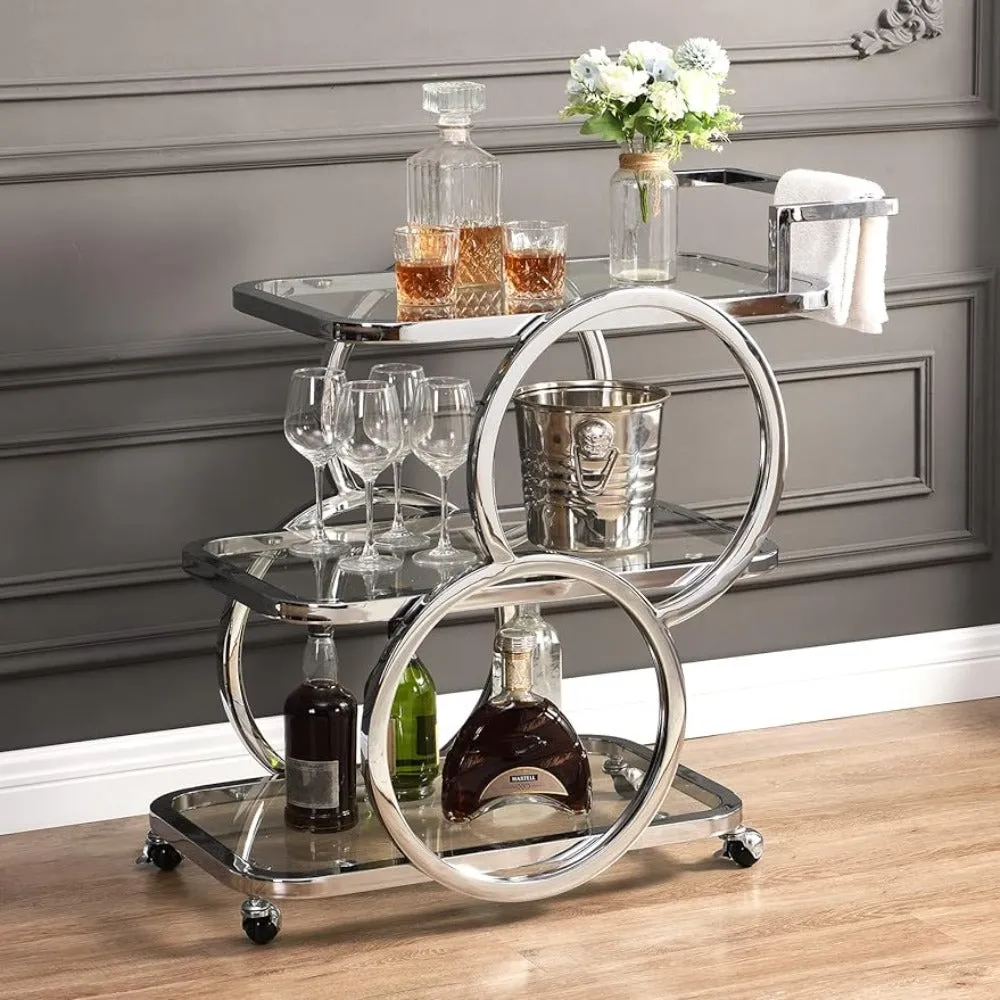Family Elegant Modern Design Wine and Liquor Bar Cabinet, With Ample Storage Space and Built-in Wine Rack
