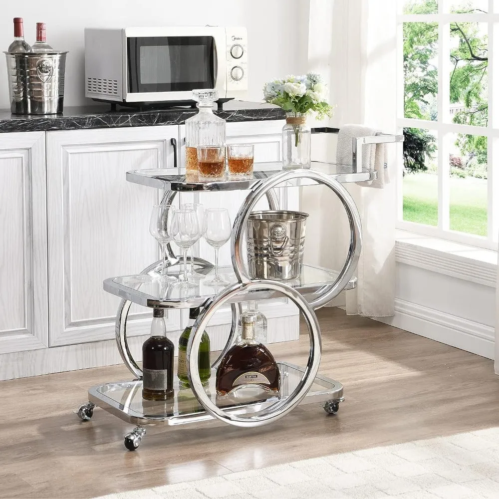 Family Elegant Modern Design Wine and Liquor Bar Cabinet, With Ample Storage Space and Built-in Wine Rack