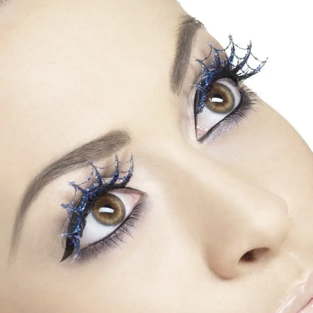Fever Eyelashes Blue Glitter Spiderweb 23186