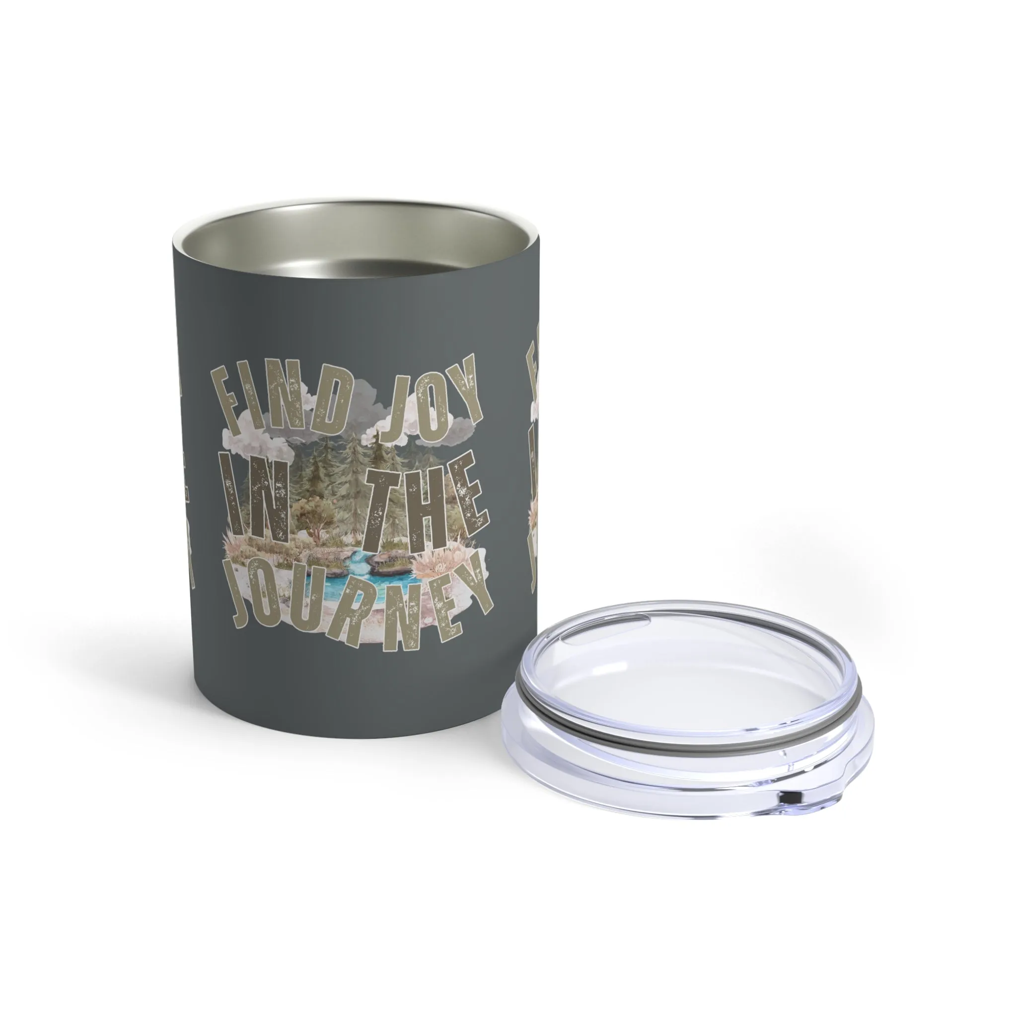 Find Joy in the Journey" Stainless Steel 10-Ounce Tumbler - Mountain Stream Adventure Companion