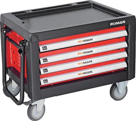 FIXMAN 4 DRAWER TOOL BOX ON CASTORS WITH PULL HANDLE 690MM X 465MM X 4