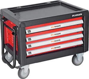 FIXMAN 4 DRAWER TOOL BOX ON CASTORS WITH PULL HANDLE 690MM X 465MM X 4
