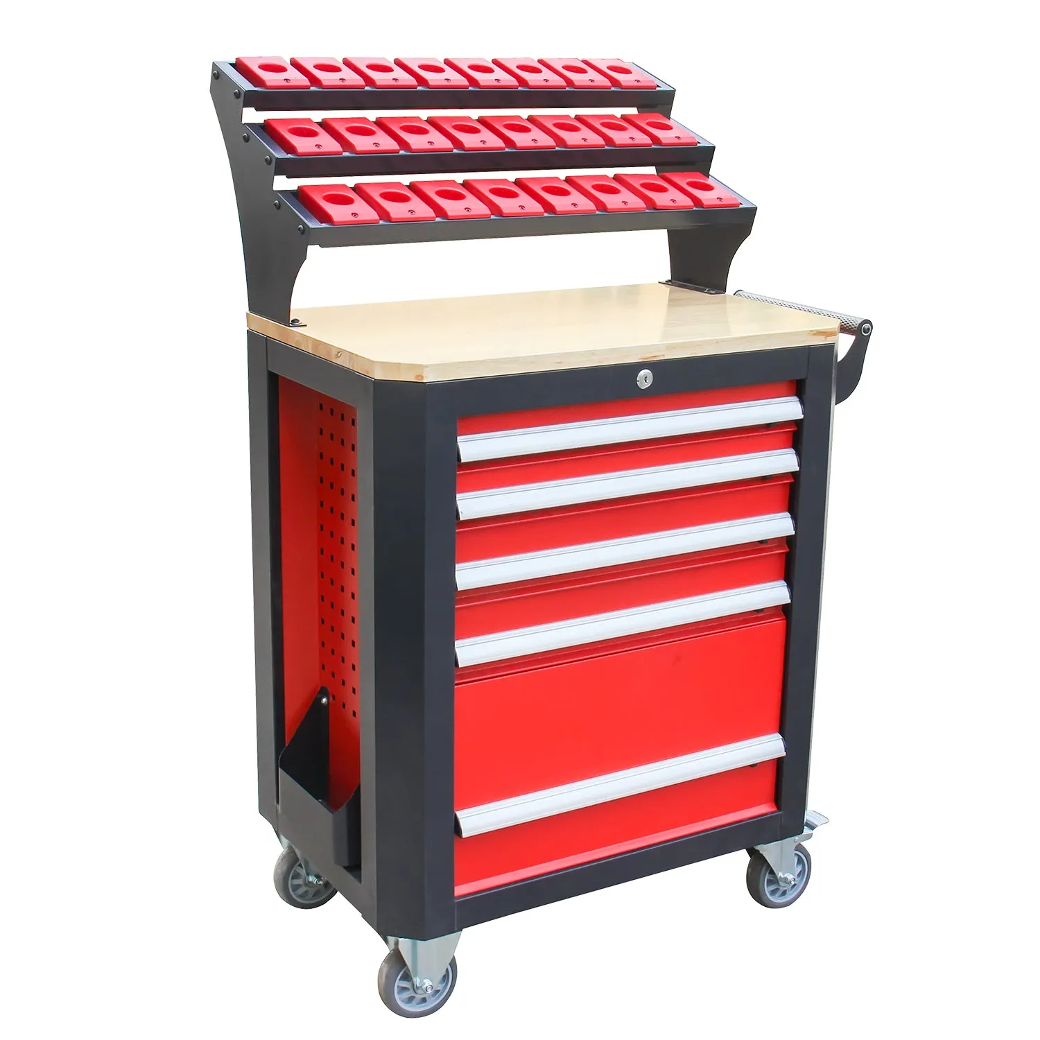 Kaka industrial HQC-540A(BT40) Tool Holder CNC Tool Cart, 5 Drawer Tool Chest 77 Capacity 4 Ball-Bearing Glided Drawers, Drawer Mobile Work Station
