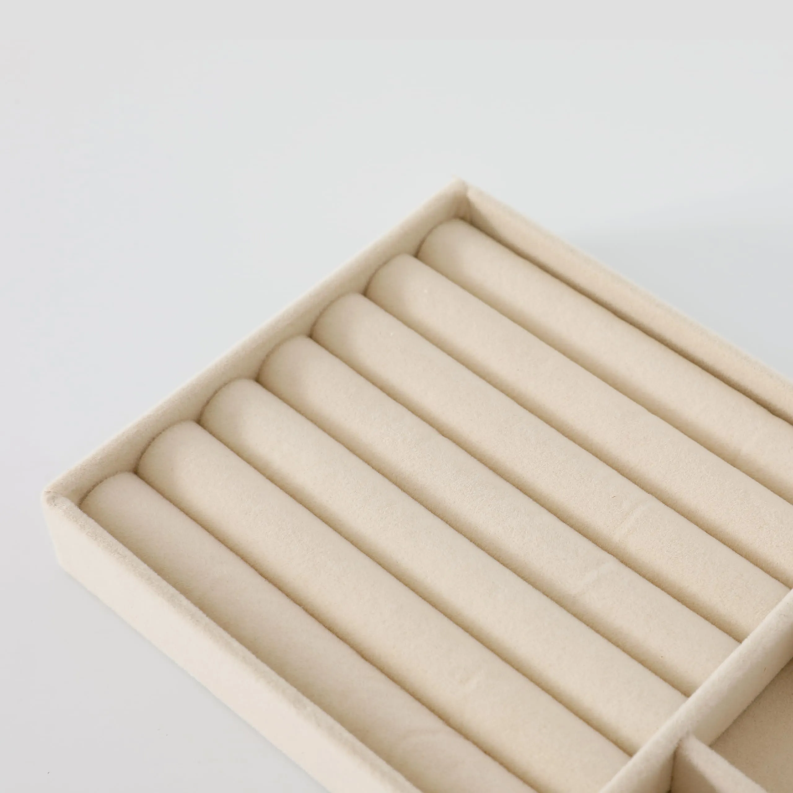 Kuber Industries 12 Pieces Velvet Jewelry Trays Organizer | Jewelry Storage Box | Jewelry Organizer | Showcase Holder Dresser Organizer for Earring Necklace Bracelet Ring | Pack of 3|YBL4-01| Beige