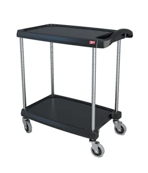 Metro MY1627-24BL myCart Utility Cart with 2 Polymer Shelves & Chrome Posts, Black, 19" x 31.5" x 35.5"