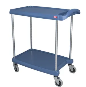 Metro MY1627-24BU myCart Utility Cart with 2 Antimicrobial Polymer Shelves & Chrome Posts, Blue, 19" x 31.5" x 35.5"