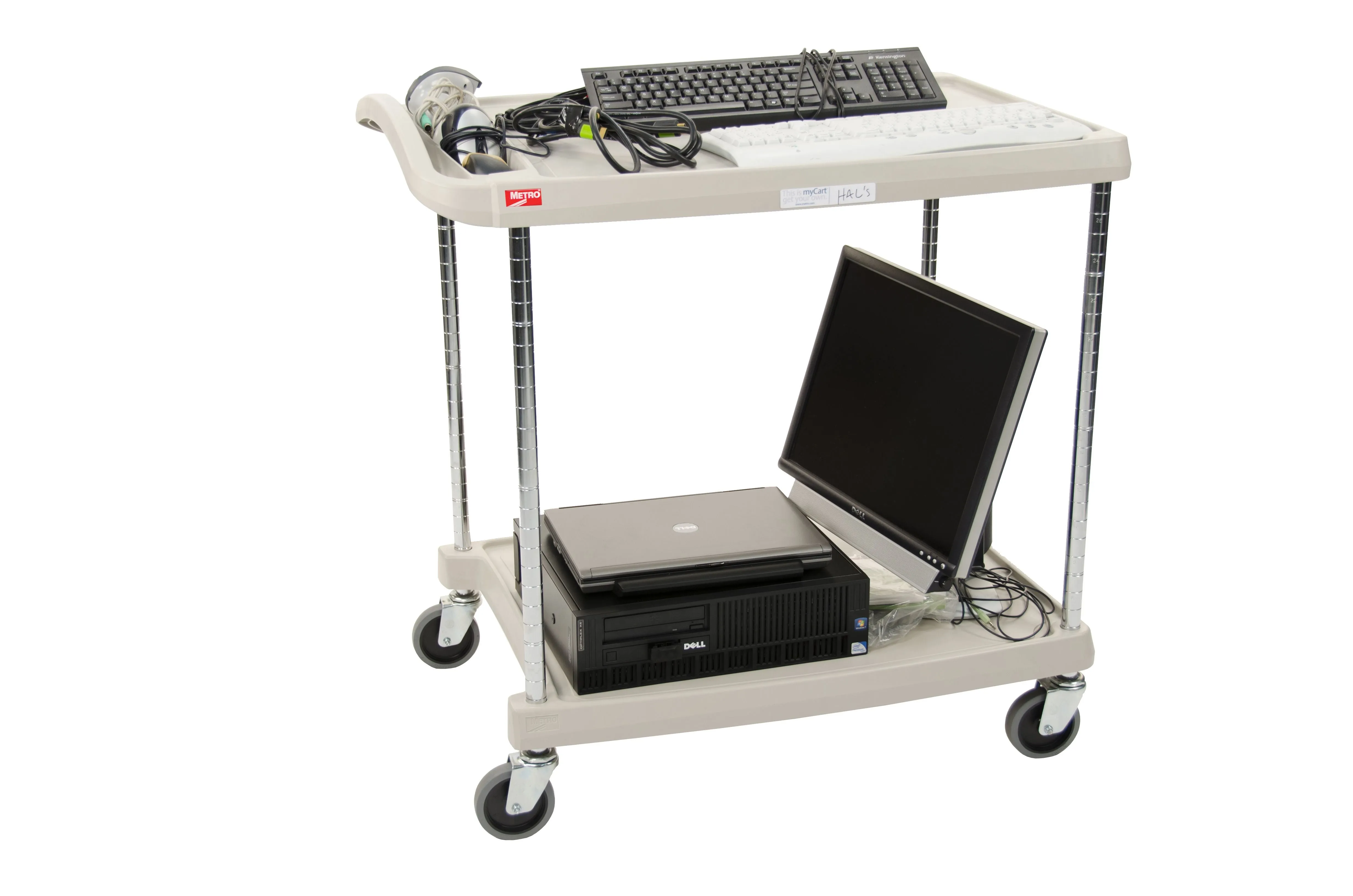 Metro MY1627-24G myCart Utility Cart with 2 Polymer Shelves & Chrome Posts, Gray, 19" x 31.5" x 35.5"