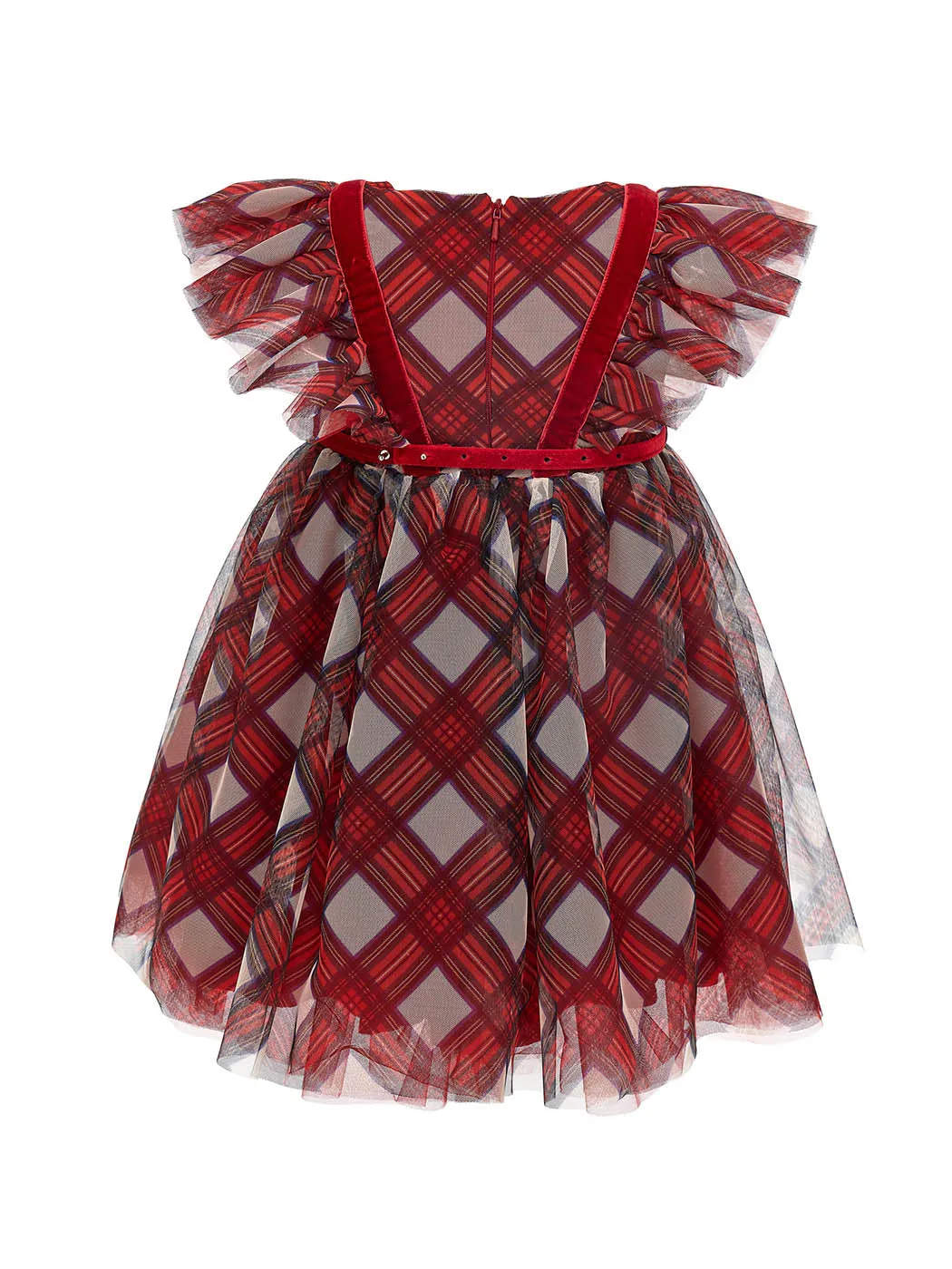 MONNALISA Tartan print tulle dress