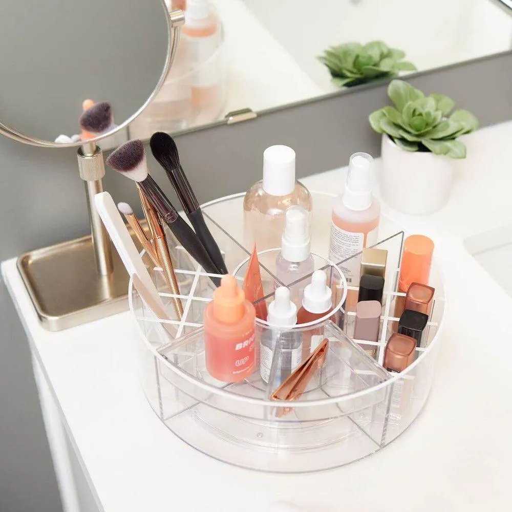 Sarah Tanno by iDesign Divided Makeup Turntable Clear