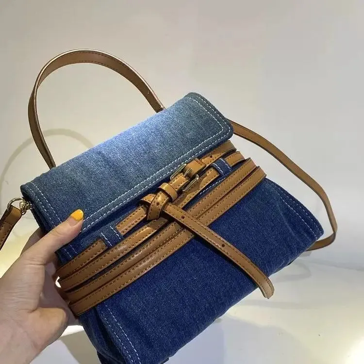 UAKISS  -  2024 New Style Fashion Belt Cowboy Women Top-handle Bags Retro Canvas Shoulder Cross Bag