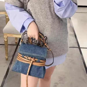 UAKISS  -  2024 New Style Fashion Belt Cowboy Women Top-handle Bags Retro Canvas Shoulder Cross Bag