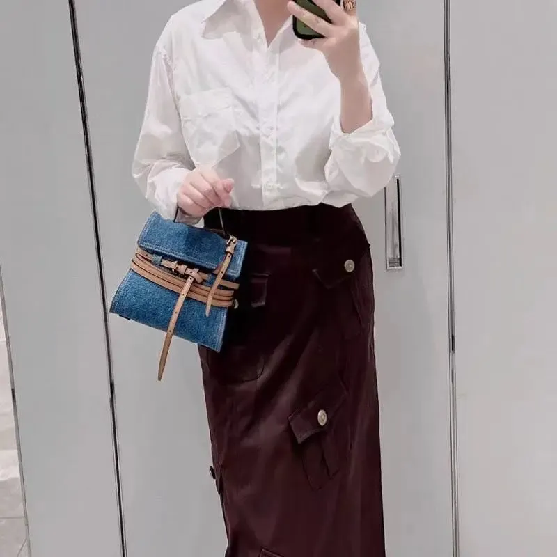 UAKISS  -  2024 New Style Fashion Belt Cowboy Women Top-handle Bags Retro Canvas Shoulder Cross Bag